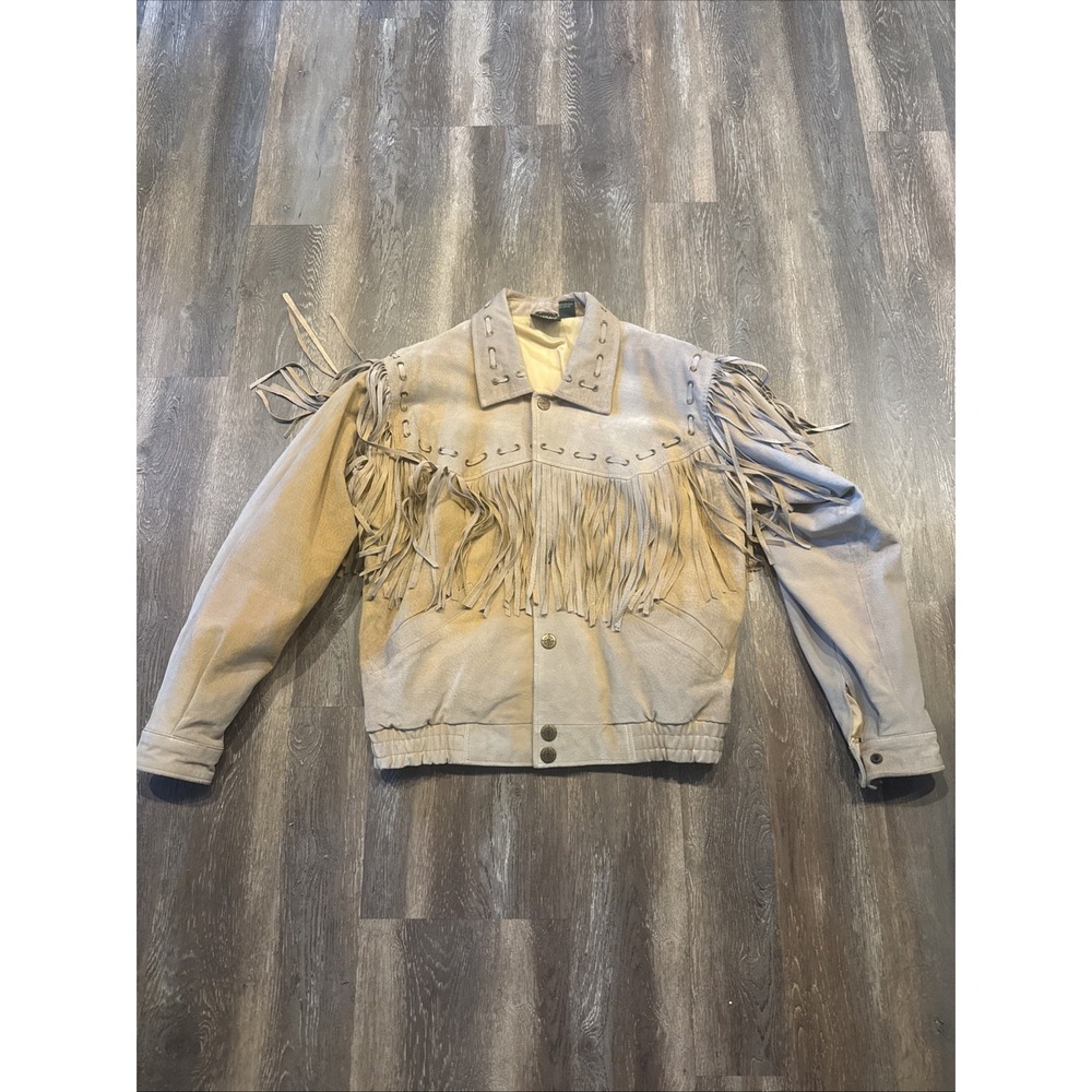 Vintage Stefano Man Suede Leather Fringe Jacket Cowboy Western Wear Size Small